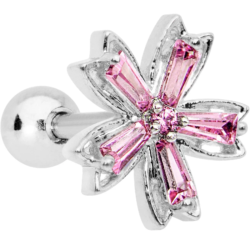 Women's Earrings – Elegant Designs for Every Personality--Pink CZ Gem Lil Lily Cartilage Tragus Earring
