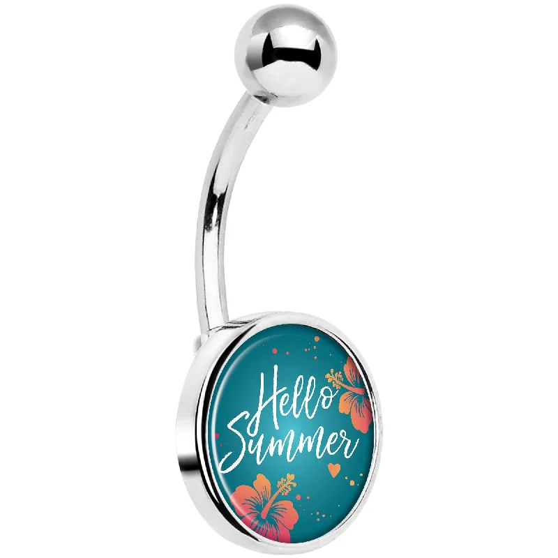 Unique Belly Rings with Artistic Shapes -Floral Hello Summer Belly Ring