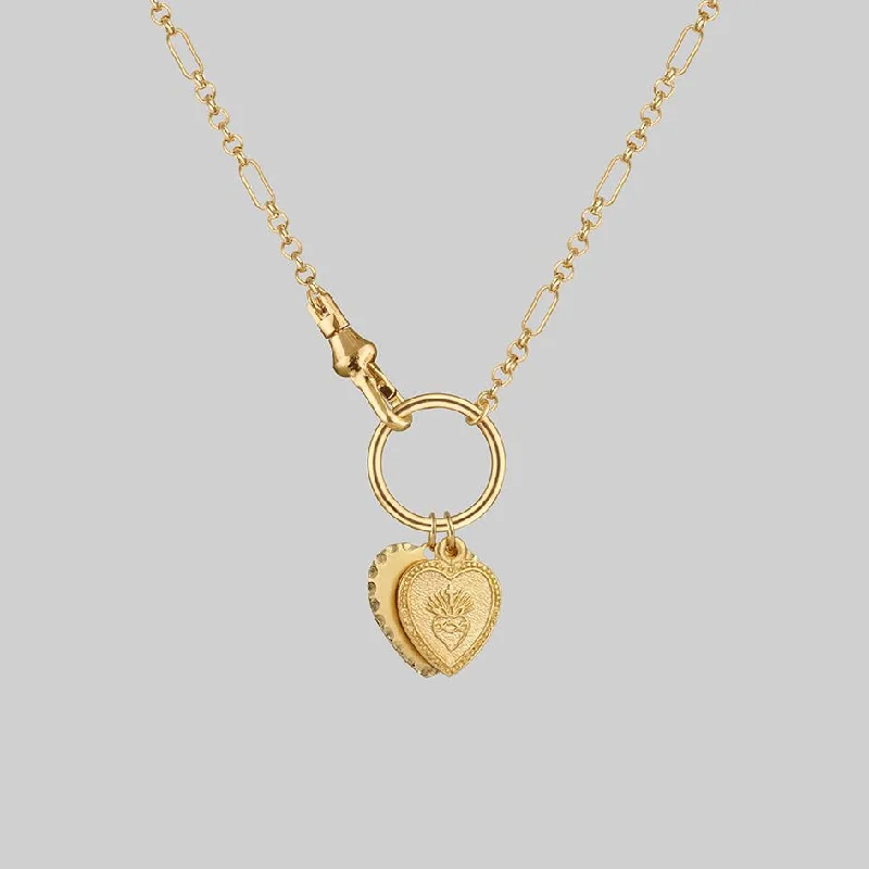 Shop Classic Women's  Necklaces & Pendants with a Modern Twist-VALENTINA. Multi Heart Charm Clasp Necklace - Gold