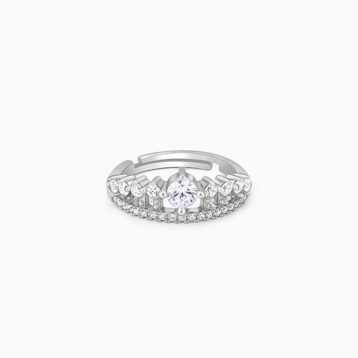 Chic Women's Rings for Fashion-Forward Looks-Silver Queen Crown Ring