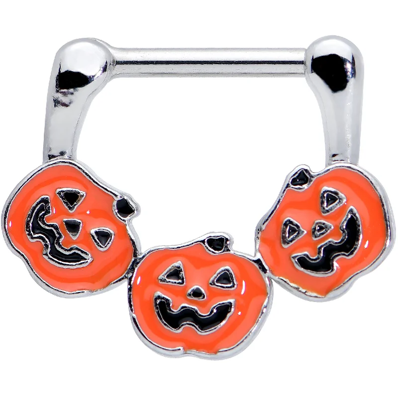 Women's Earrings – Elegant Designs for Every Personality--16 Gauge 5/16 Jack O Lantern Trio Pumpkin Halloween Cartilage Clicker