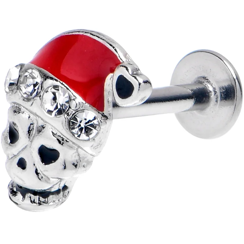 Bold Lip Rings for Dramatic Effect16 Gauge 5/16 Clear Gem Santa Hat Skull Labret Monroe Tragus