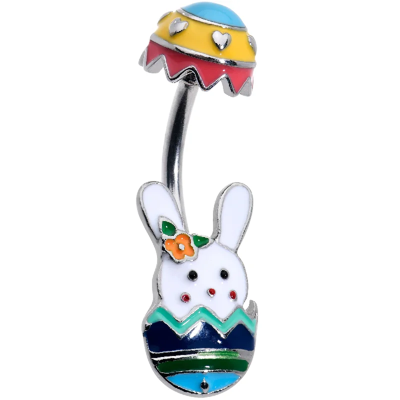 Stylish Belly Rings for Chic Looks -Easter Egg Bunny Double Mount Belly Ring