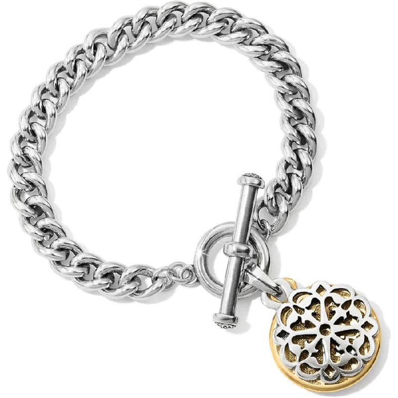 Statement Bangles for Women-Ferrara Two Tone Toggle Bracelet