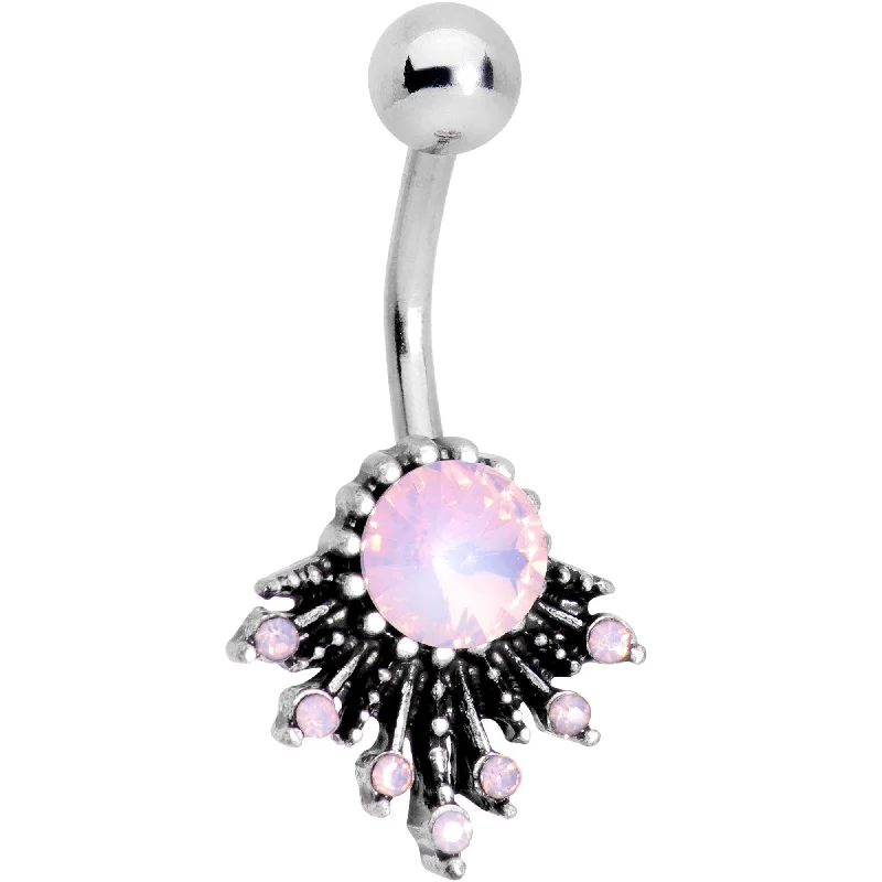 Trendy Belly Rings for Bold Fashion -Pink Gem Sunshine Splash Belly Ring