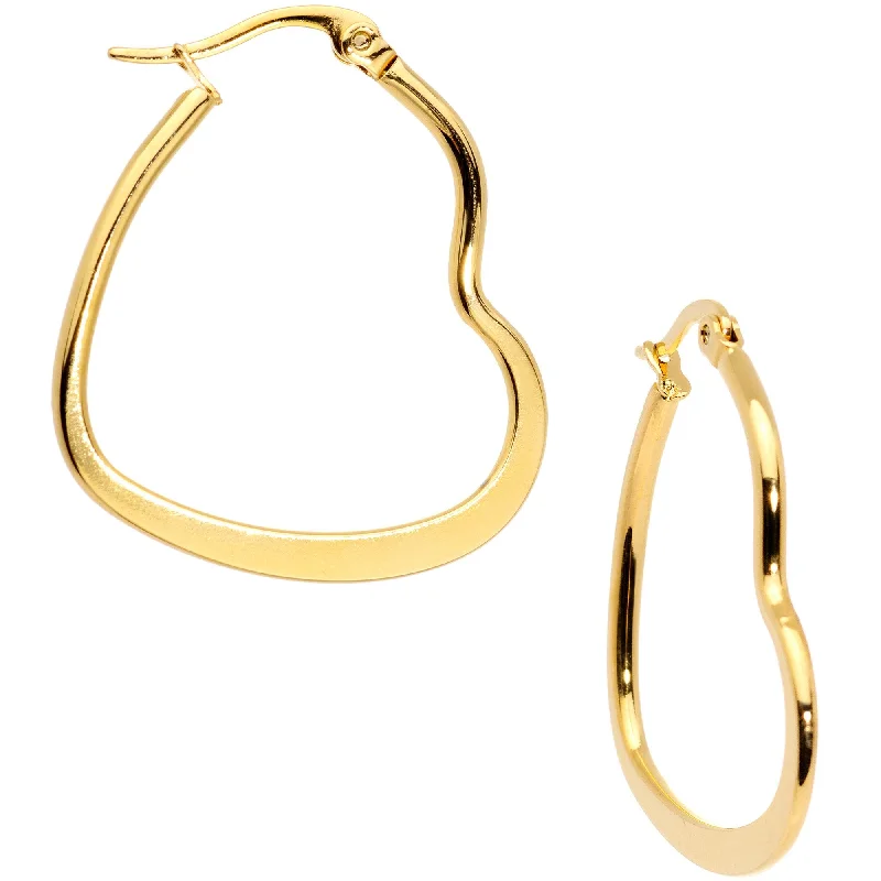 Women's Earrings – Elegant Designs for Every Personality--30mm Gold Tone PVD Stainless Steel Heart Hoop Earrings Women's Earrings – Elegant Designs for Every Personality--30mm Gold Tone PVD Stainless Steel Heart Hoop Earrings