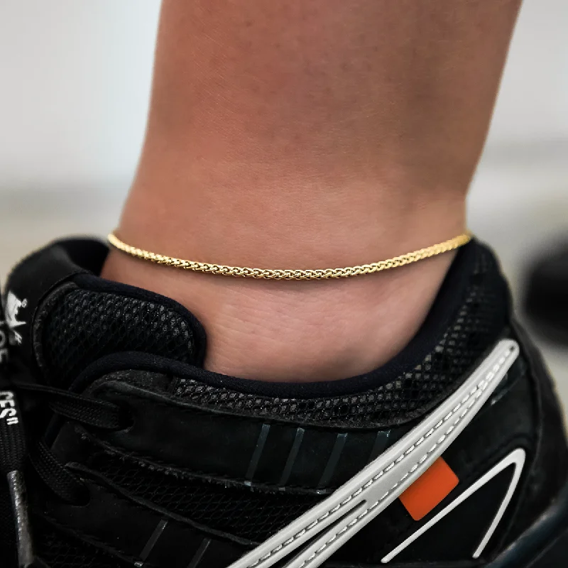 Elegant Anklets for Timeless Appeal-Palm Chain Anklet in Yellow Gold- 2mm
