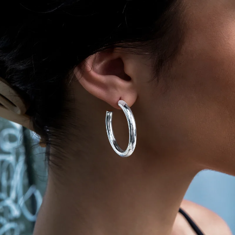 Women's Earrings – Elegant Designs for Every Personality--Tube Hoop Earrings in White Gold