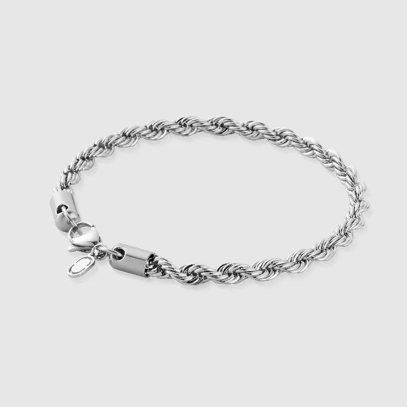 Men's Bracelets for Outdoor Adventures-Rope Bracelet (Silver) 5mm
