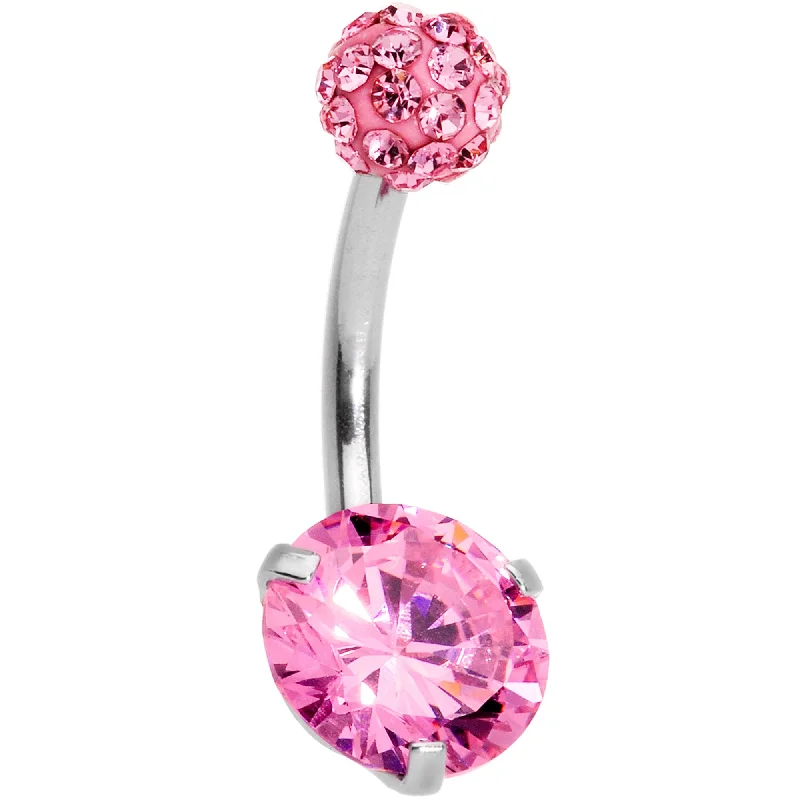 Comfortable Belly Rings with Adjustable Fit -Pink Clear Gem Days of Disco Belly Ring Comfortable Belly Rings with Adjustable Fit -Pink Clear Gem Days of Disco Belly Ring