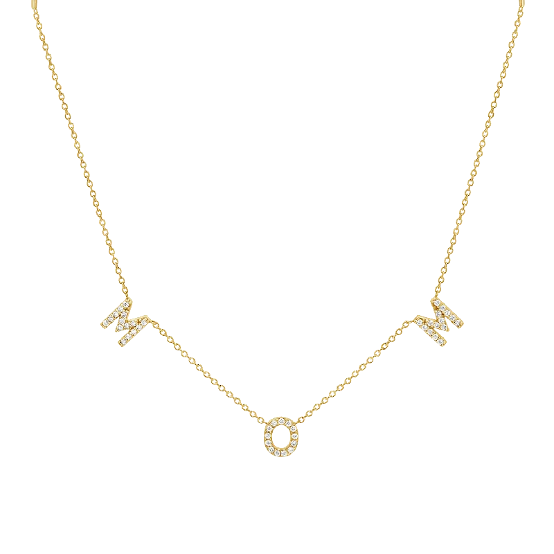 Shop Classic Women's Necklaces & Pendants with a Modern Twist-Diamond Spaced MOM Necklace Shop Classic Women's Necklaces & Pendants with a Modern Twist-Diamond Spaced MOM Necklace