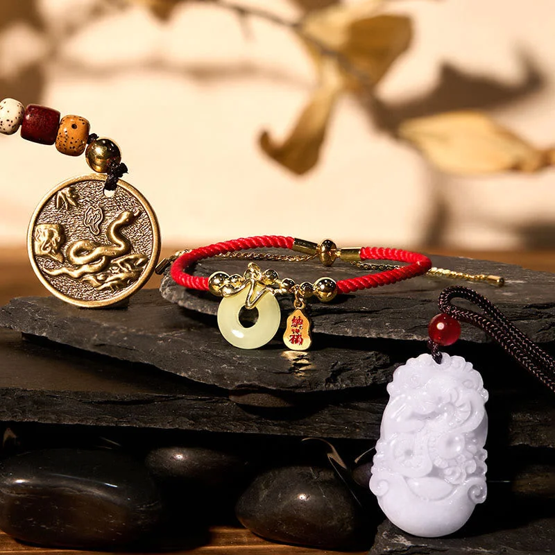 Customized Gold Bangles for Women-Buddha Stones Lucky The Year of The Snake 2025 Jade Red String Protection Bundle-1 Customized Gold Bangles for Women-Buddha Stones Lucky The Year of The Snake 2025 Jade Red String Protection Bundle-1