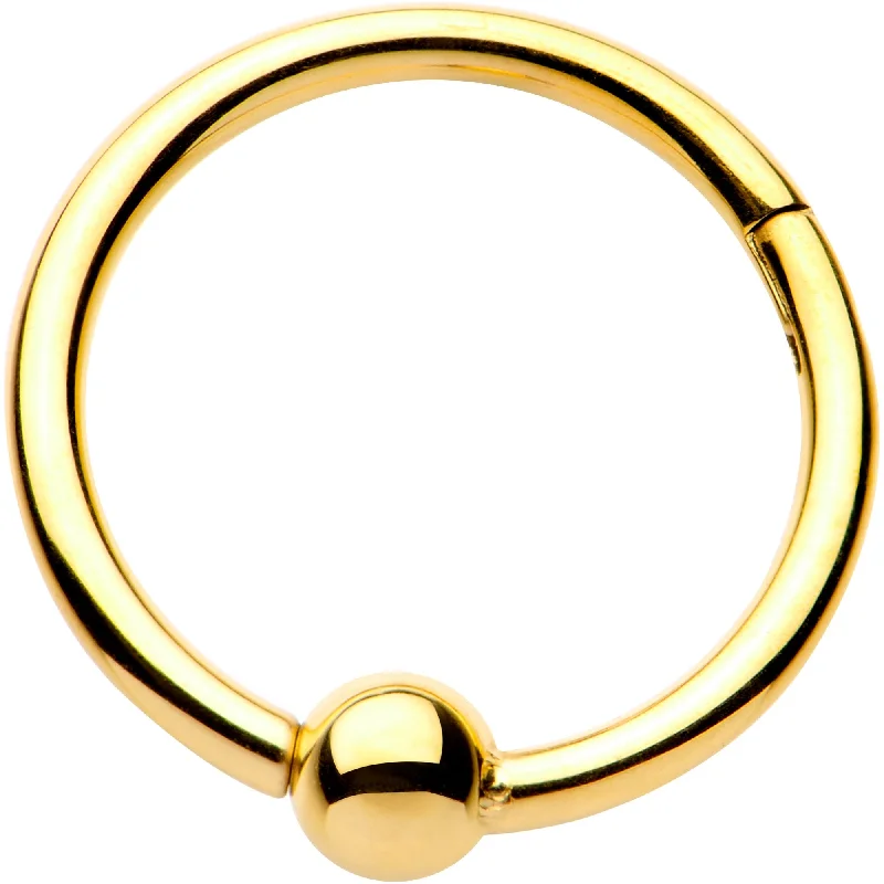 Elegant Lip Rings with Bold Touches16 Gauge 3/8 Gold Tone Hinged Segment Faux Captive Ring