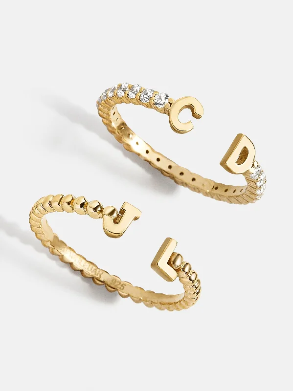 Chic Women's Rings for Fashion-Forward Looks-18K Gold Double Initial Custom Ring - Gold Chic Women's Rings for Fashion-Forward Looks-18K Gold Double Initial Custom Ring - Gold
