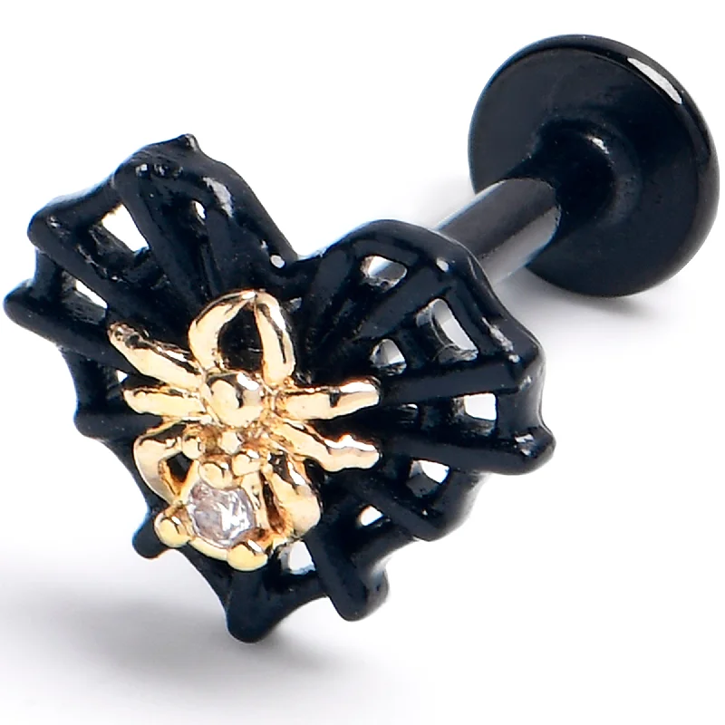 Unique Lip Rings with Creative Designs16 Gauge 5/16 Clear Gem Black Golden Spider Web Heart Labret Tragus Unique Lip Rings with Creative Designs16 Gauge 5/16 Clear Gem Black Golden Spider Web Heart Labret Tragus