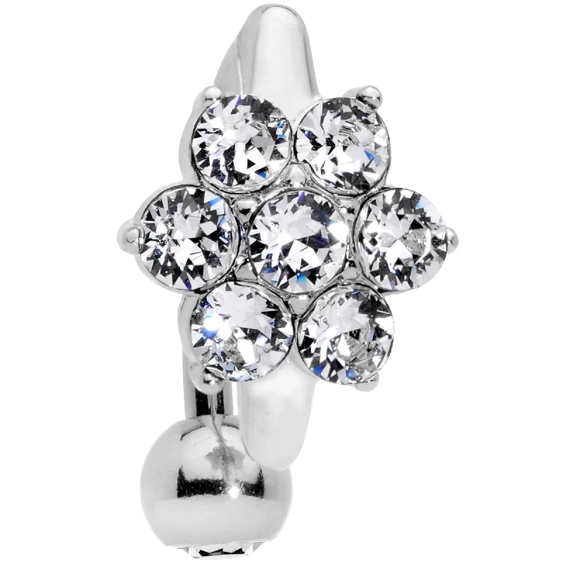 Stunning Belly Rings with Timeless Shine -Clear CZ Gem Pretty Posy Flower Top Mount Belly Ring Stunning Belly Rings with Timeless Shine -Clear CZ Gem Pretty Posy Flower Top Mount Belly Ring