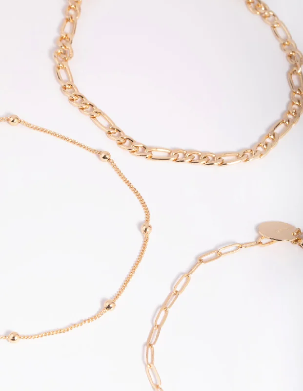 Elegant Silver Anklets for Understated Glam-Gold Chain Anklet Pack
