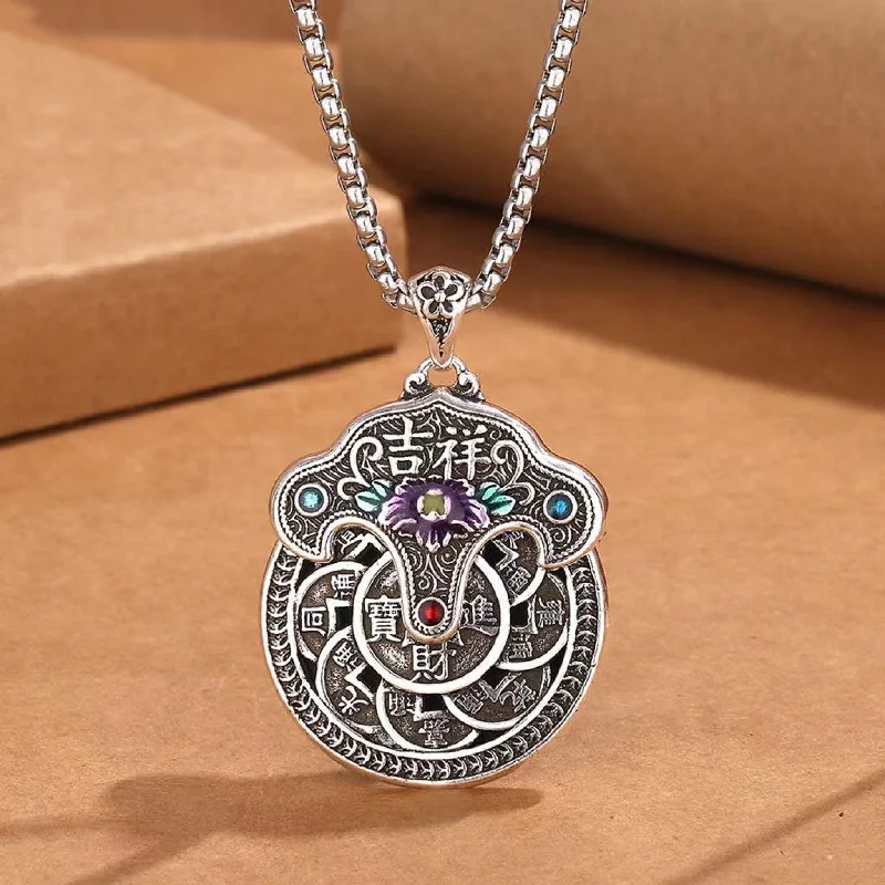 Shop Classic Women's Necklaces & Pendants with a Modern Twist-Buddha Stones Peony Flower Copper Coins Wealth Necklace Pendant Shop Classic Women's Necklaces & Pendants with a Modern Twist-Buddha Stones Peony Flower Copper Coins Wealth Necklace Pendant