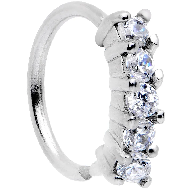 Stylish Nose Rings for Trendy Look -18 Gauge 5/16 Clear CZ Gem Crowning Glory Seamless Circular Ring Stylish Nose Rings for Trendy Look -18 Gauge 5/16 Clear CZ Gem Crowning Glory Seamless Circular Ring