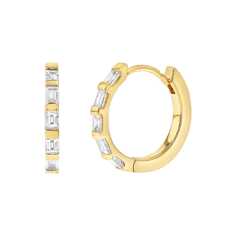 Women's Earrings – Elegant Designs for Every Personality--Baguette Huggies Hoop Earrings Women's Earrings – Elegant Designs for Every Personality--Baguette Huggies Hoop Earrings