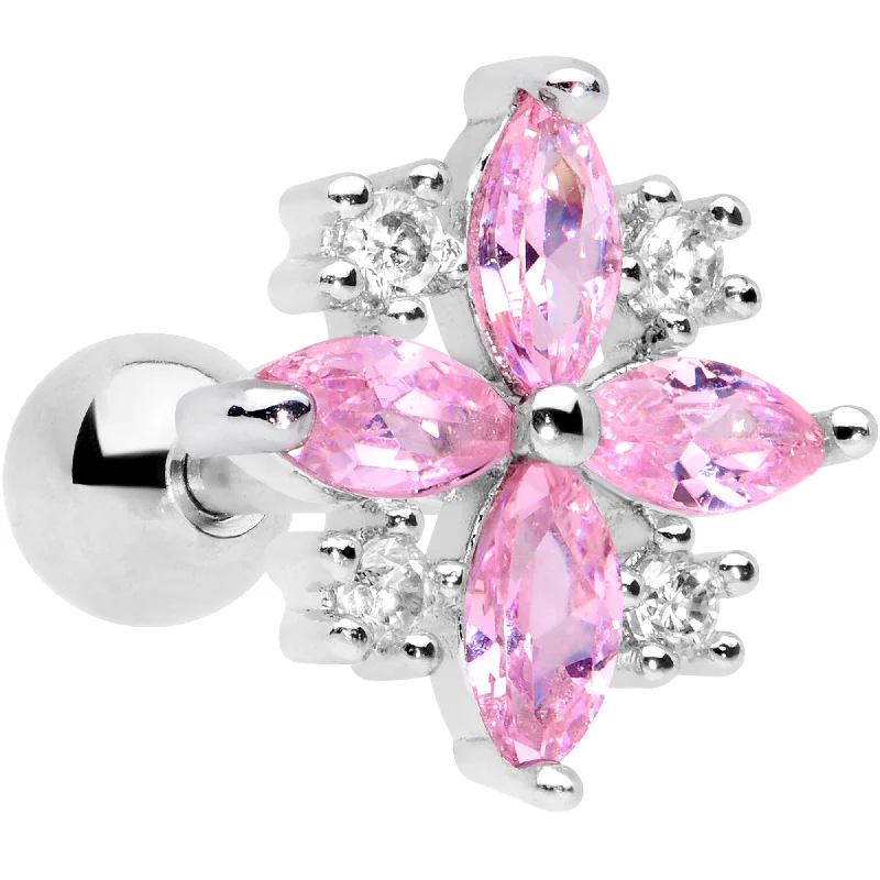 Women's Earrings – Elegant Designs for Every Personality--16 Gauge 1/4 Clear Pink CZ Gem Star Burst Cartilage Tragus Women's Earrings – Elegant Designs for Every Personality--16 Gauge 1/4 Clear Pink CZ Gem Star Burst Cartilage Tragus
