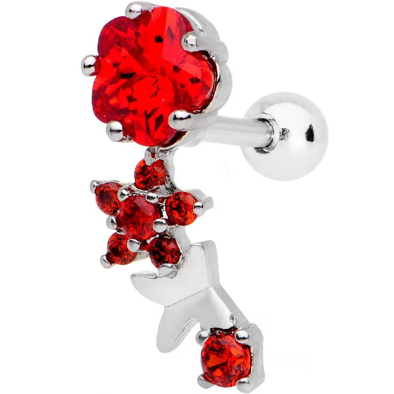 Women's Earrings – Elegant Designs for Every Personality--Red Gem Cascade Right Cartilage Earring