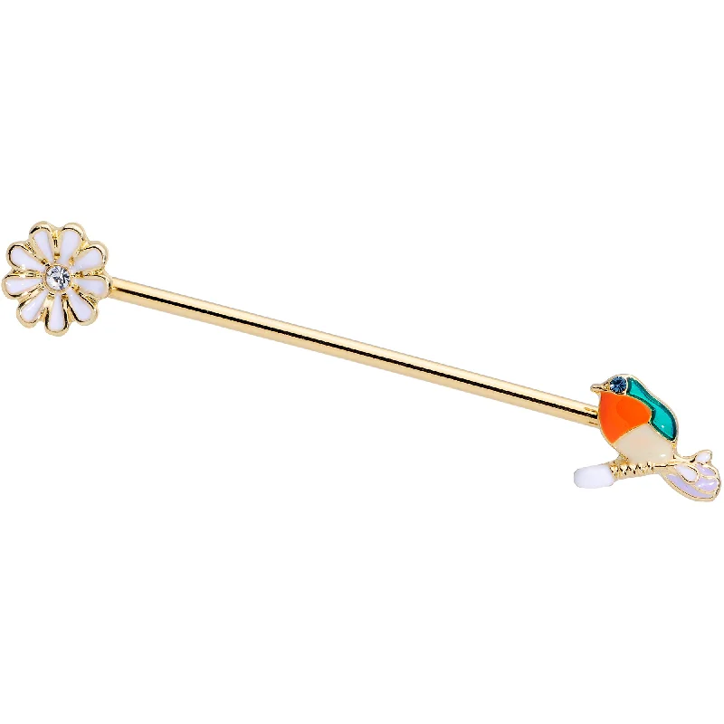 Women's Earrings – Elegant Designs for Every Personality--14 Gauge Green Gem Gold Tone Perch Bird Industrial Barbell 38mm Women's Earrings – Elegant Designs for Every Personality--14 Gauge Green Gem Gold Tone Perch Bird Industrial Barbell 38mm
