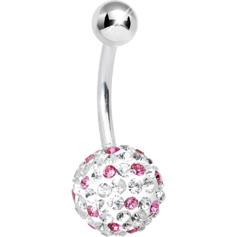 Designer Belly Rings for Personalized Style -Striped Light Pink Crystal Evolution Belly Ring Designer Belly Rings for Personalized Style -Striped Light Pink Crystal Evolution Belly Ring