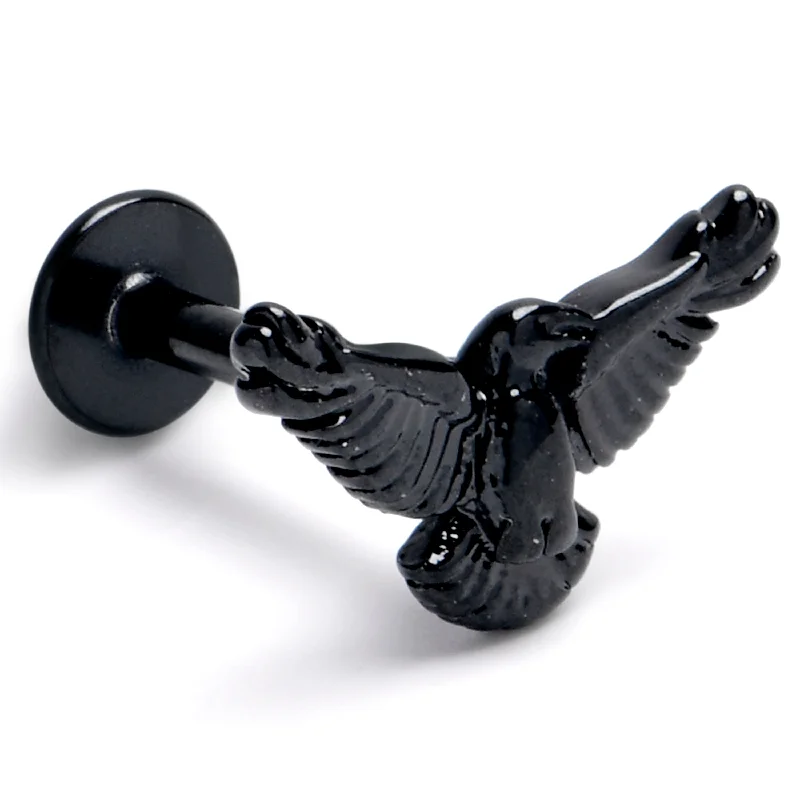 Lip Rings for Unique Fashion Choices16 Gauge 5/16 Black Raven Bird Labret Monroe Tragus