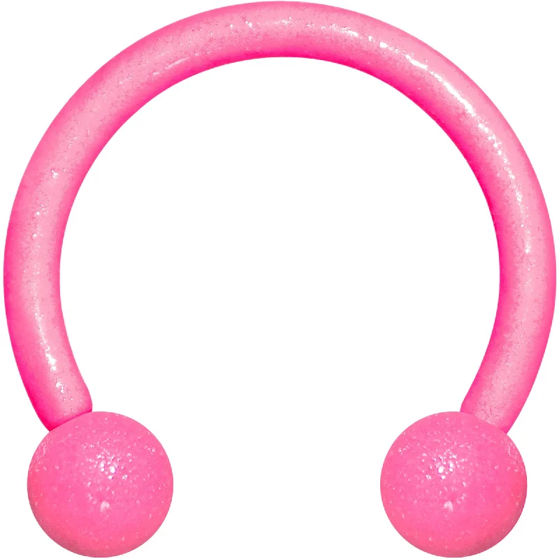 Beautiful Lip Rings with Creative Features16 Gauge 3/8 Pink Glow in the Dark Horseshoe Circular Barbell
