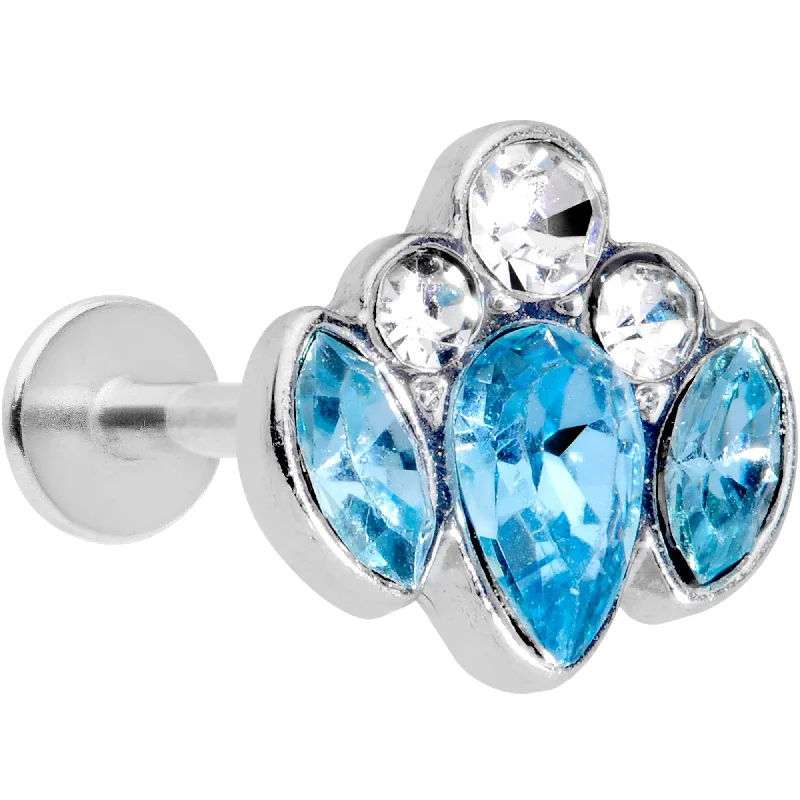 Lip Rings with Beautiful Gems for Subtle Sparkle16 Gauge 5/16 Clear Aqua Gem Cluster Labret Monroe Tragus