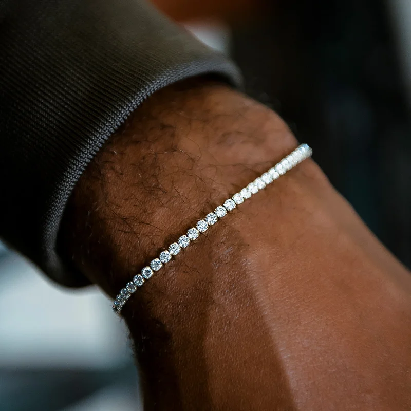 Leather Cuff Bracelets for Men-Micro Tennis Bracelet in Yellow Gold