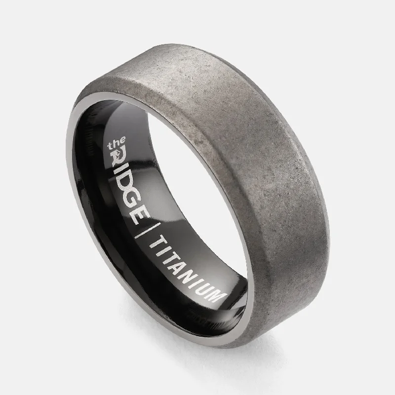 Top Men's Rings – Crafted for Every Style  Ridge 8mm Beveled Ring Set - Stonewashed Titanium
