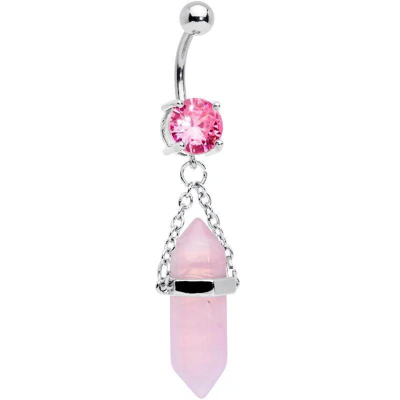 Trendy Belly Rings for Statement Fashion -Pink Beryl Stone Stone Hippie Dangle Belly Ring Trendy Belly Rings for Statement Fashion -Pink Beryl Stone Stone Hippie Dangle Belly Ring