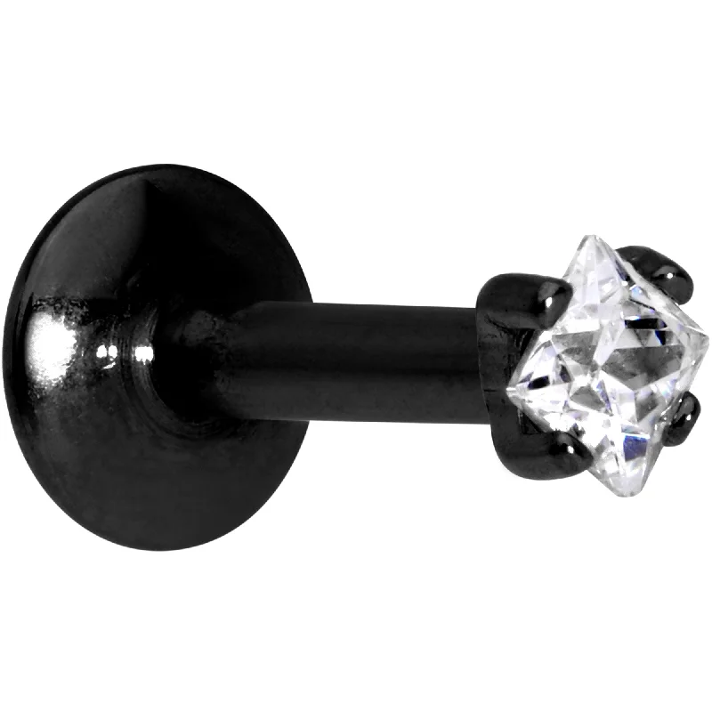 Lip Rings for Unique Fashion Statement1/4 Clear Square CZ Black PVD Internally Threaded Labret Monroe Lip Rings for Unique Fashion Statement1/4 Clear Square CZ Black PVD Internally Threaded Labret Monroe