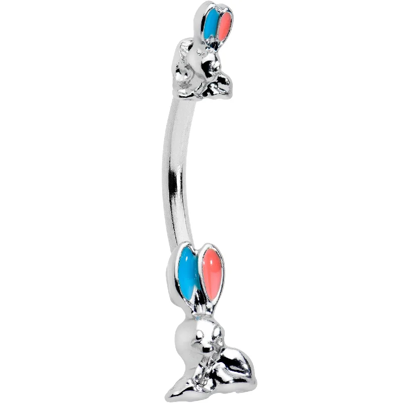 Stunning Belly Rings for Unique Looks -Easter Bunny Red Blue Ears Double Mount Belly Ring Stunning Belly Rings for Unique Looks -Easter Bunny Red Blue Ears Double Mount Belly Ring