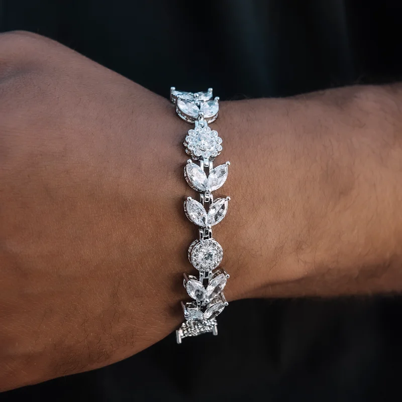 Stylish Rope Bracelets for Men-Diamond Flower Bracelet