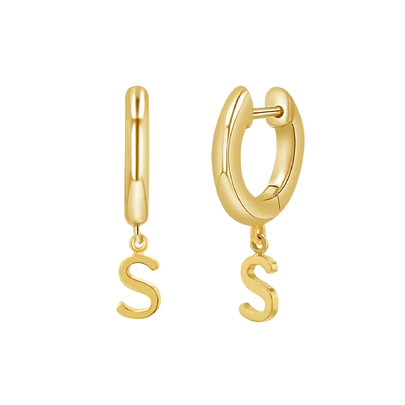 Women's Earrings – Elegant Designs for Every Personality--Initial Charm Drop Huggies Women's Earrings – Elegant Designs for Every Personality--Initial Charm Drop Huggies