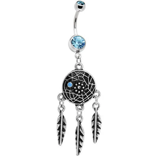 Trendy Belly Rings with Bold Statements -Blue Gem Woven Universe Dreamcatcher Belly Ring Trendy Belly Rings with Bold Statements -Blue Gem Woven Universe Dreamcatcher Belly Ring