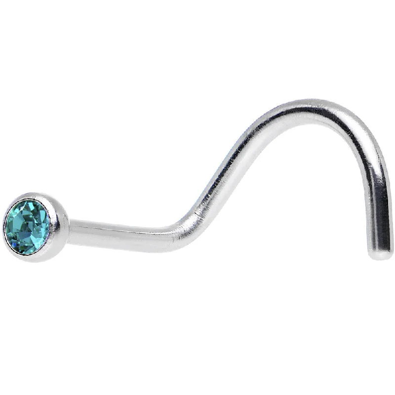 Nose Rings with Copper Finish -Blue Zircon Screw Nose Ring Created with Crystals
