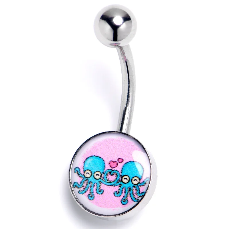Belly Rings for Fashion Enthusiasts -Loving Octopus Duo Belly Ring