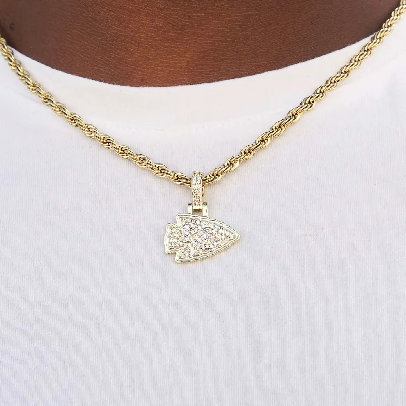 Engraved Stone Bracelets for Men-Kansas City Chiefs Official NFL Micro Logo Pendant - Yellow Gold Engraved Stone Bracelets for Men-Kansas City Chiefs Official NFL Micro Logo Pendant - Yellow Gold