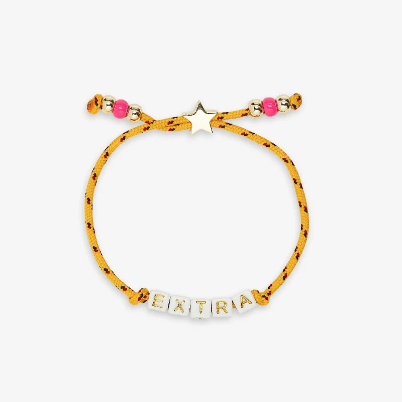 Gold-Leaf Bangles for Women-Bungee Cord Alphabet Beaded Bracelet