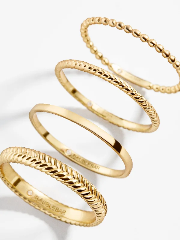 Chic Women's Rings for Fashion-Forward Looks-Mamie 18K Gold Ring Set - Gold