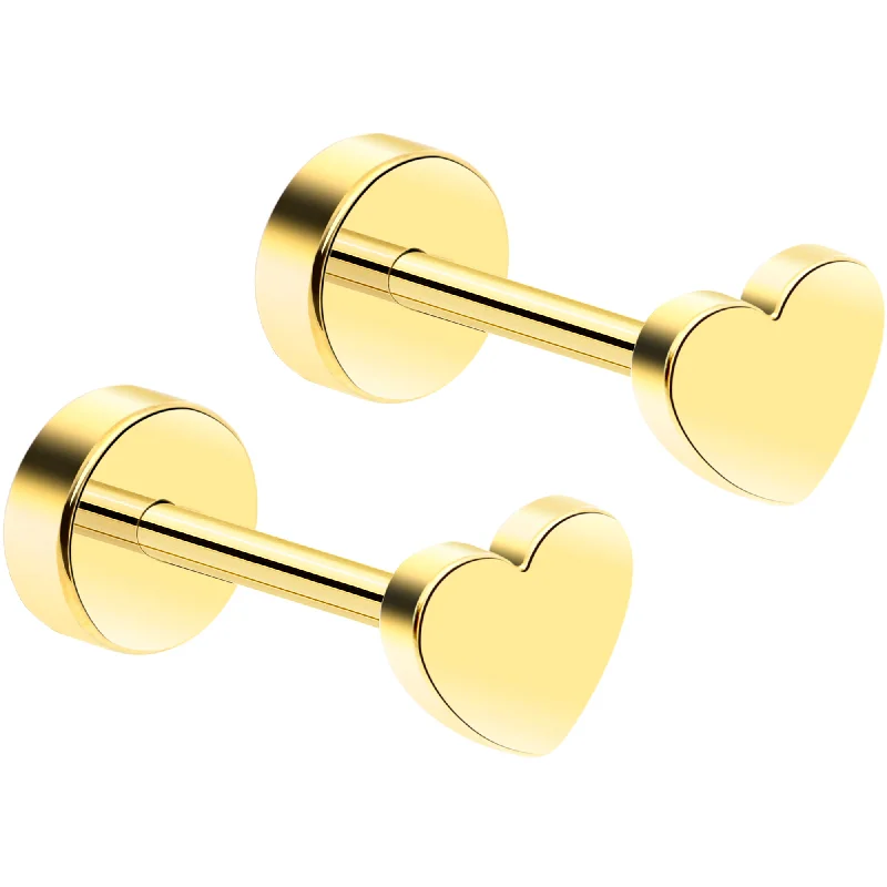 Women's Earrings – Elegant Designs for Every Personality--14k Yellow Gold Plated 4mm Heart Flat Back Stud Earrings - 1 Pair Women's Earrings – Elegant Designs for Every Personality--14k Yellow Gold Plated 4mm Heart Flat Back Stud Earrings - 1 Pair