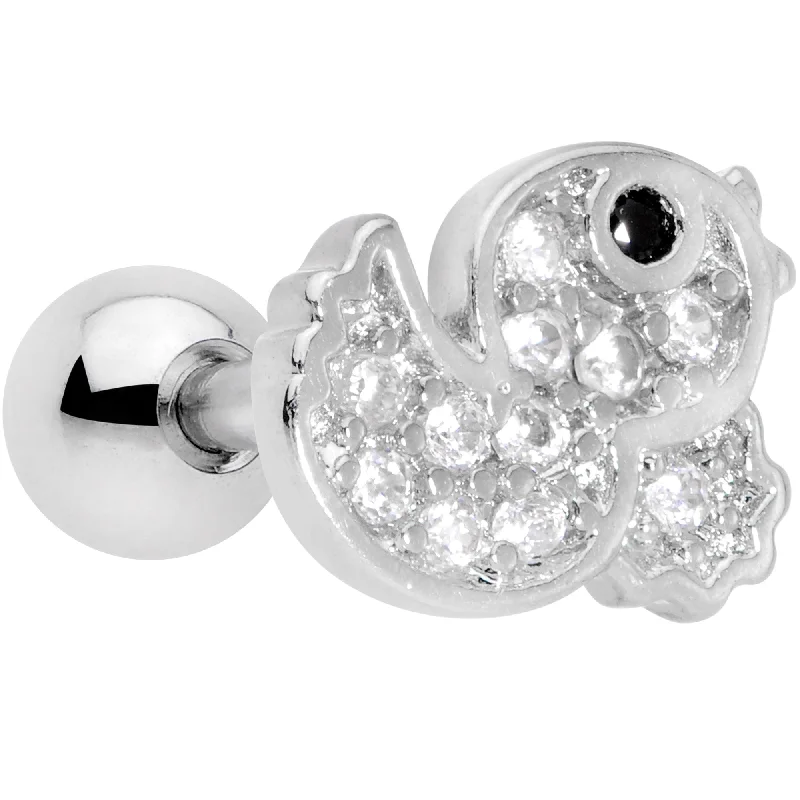 Women's Earrings – Elegant Designs for Every Personality--16 Gauge 1/4 Clear Black CZ Gem Ducky Cartilage Tragus Earring Women's Earrings – Elegant Designs for Every Personality--16 Gauge 1/4 Clear Black CZ Gem Ducky Cartilage Tragus Earring