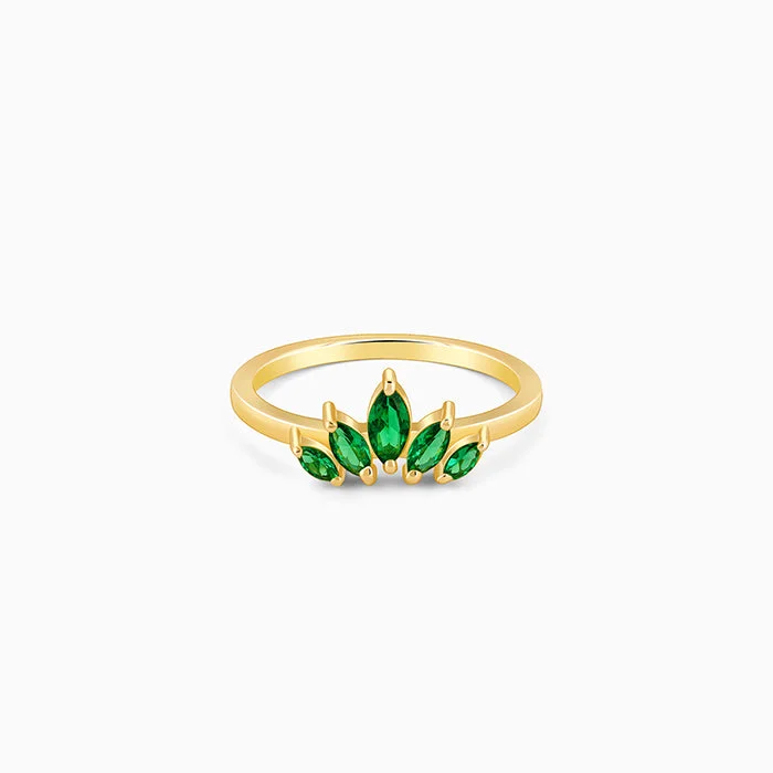 Chic Women's Rings for Fashion-Forward Looks-Golden Emerald Marquise Ring