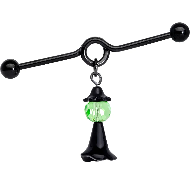 Women's Earrings – Elegant Designs for Every Personality--14 Gauge Green Gem Black Witch Halloween Dangle Project Bar 38mm Women's Earrings – Elegant Designs for Every Personality--14 Gauge Green Gem Black Witch Halloween Dangle Project Bar 38mm