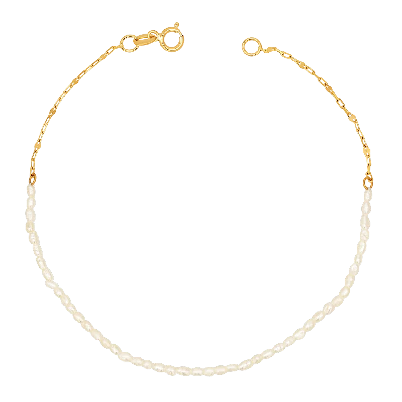 Men's Bracelets with Adjustable Metal Bands-Dainty Pearl Bracelet