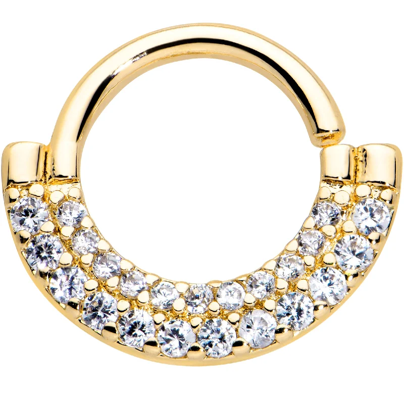 Women's Earrings – Elegant Designs for Every Personality--16 Gauge 5/16 Clear CZ Gem Gold Tone Double Drama Closure Ring